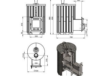 Печь для бани Эверест "Steam Master 18 INOX (ИНОКС)" Ламель Пироксенит Элит, S-20