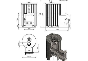 Печь для бани Эверест "Steam Master 18 INOX (ИНОКС)" Ламель Рваный камень, S-20