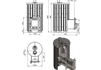 Печь для бани Эверест "Steam Master 24 INOX (ИНОКС)" Ламель Амфиболит, S-20
