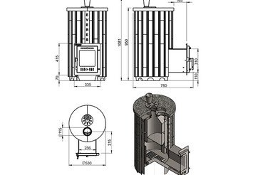 Печь для бани Эверест "Steam Master 24 INOX (ИНОКС)" Ламель Пироксенит Элит, S-20