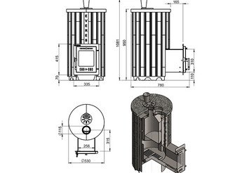 Печь для бани Эверест "Steam Master 24 INOX (ИНОКС)" Ламель Талькохлорит, S-20