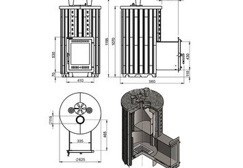 Печь для бани Эверест "Steam Master 38 INOX (ИНОКС)" Ламель Амфиболит, S-20