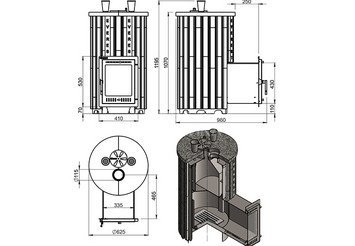 Печь для бани Эверест "Steam Master 38 INOX (ИНОКС)" Ламель Пироксенит Элит, S-20