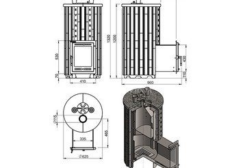 Печь для бани Эверест "Steam Master 44 INOX (ИНОКС)" Ламель Амфиболит, S-20