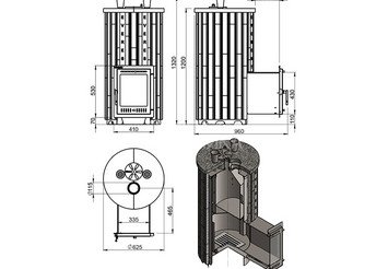 Печь для бани Эверест "Steam Master 44 INOX (ИНОКС)" Ламель Пироксенит Элит, S-20