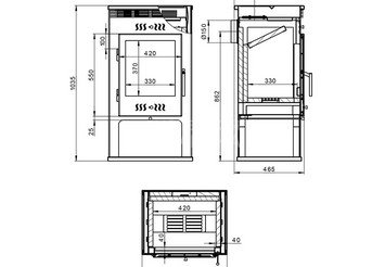 Печь-Камин ASTON 11кВт (180 м3) Ø 150мм Амфиболит