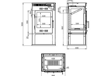 Печь-Камин ASTON 11кВт (180 м3) Ø 150мм