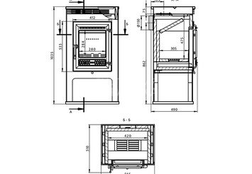 Печь-Камин ASTON 11кВт (180 м3) Ø150мм (Чугунная дверь)