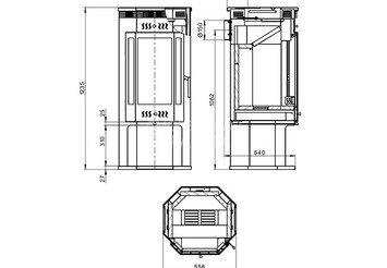 Печь-Камин ASTON 11кВт (180 м3) пристенно-угловой Ø 150мм