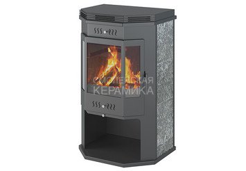 Печь-Камин ASTON 12 кВт (200 м3) Призматик с плитой (Пироксенит Элит)