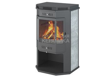 Печь-Камин ASTON 12 кВт (200 м3) Призматик с плитой (Талькохлорит)