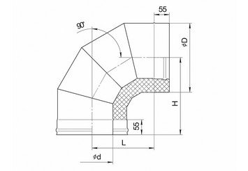 Сэндвич-колено 90° (AISI 430/0,8мм + нерж.) Ф200х280, Ferrum HF 30-50
