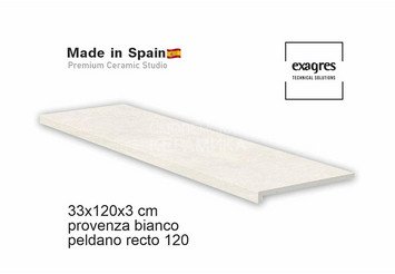 Ступень прямая противоскользящая Peldano recto 120, C3 Exagres Provenza Bianco