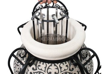Тандыр керамический Арттандыр "Венецианский купец" Black (в комплекте дровница-подставка под крышку)
