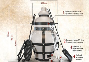 Тандыр керамический ТехноКерамика "Ахмат" с откидной крышкой (в комплекте подставка)