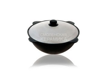 Узбекский чугунный казан 22 л. круглое дно, с крышкой