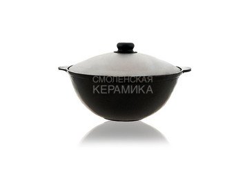 Узбекский чугунный казан 3.5 л. плоское дно, с крышкой
